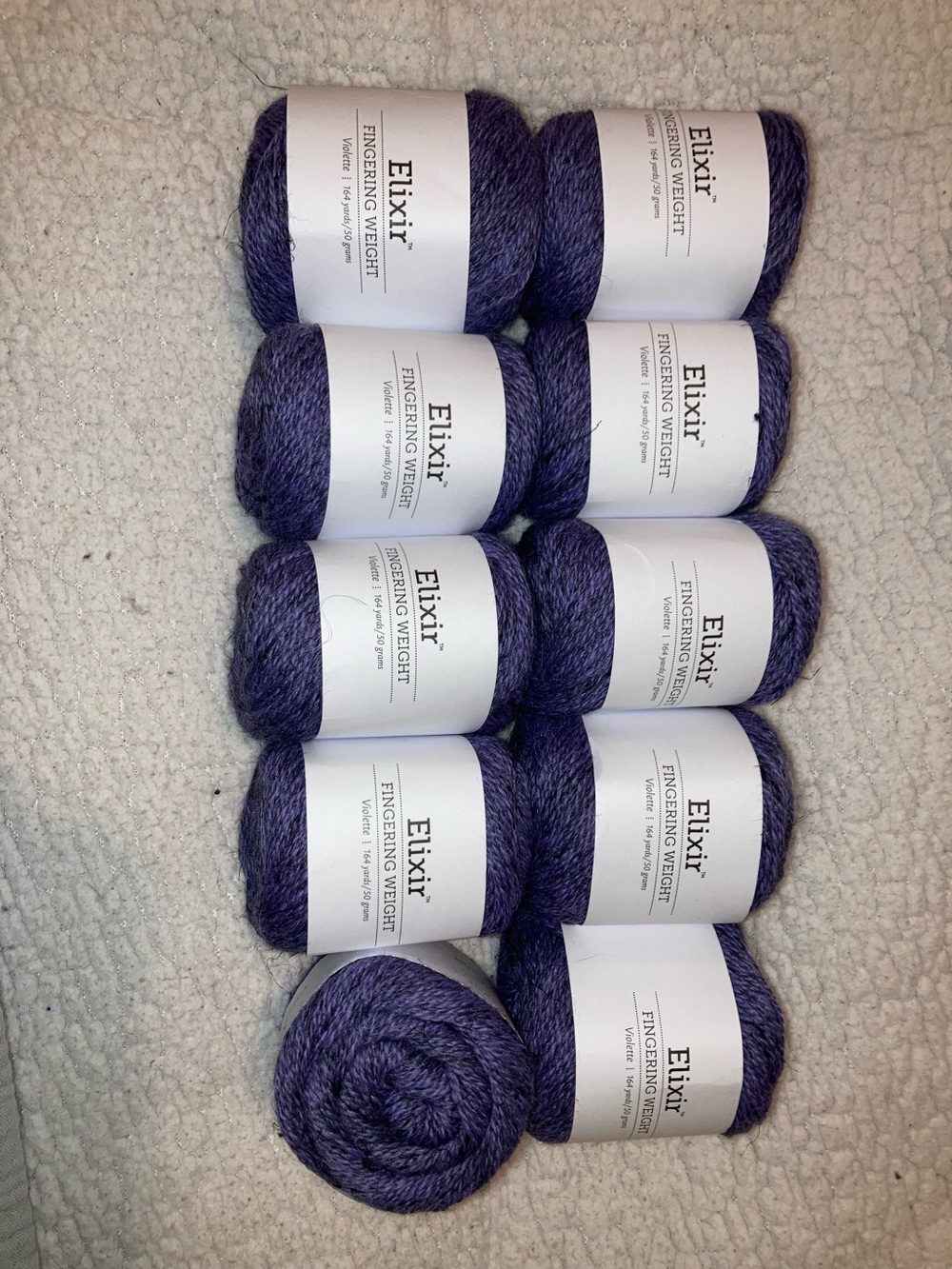 New 10 balls of Elixer yarn, 45% Alpaca, 35% Merino, 20% linen.